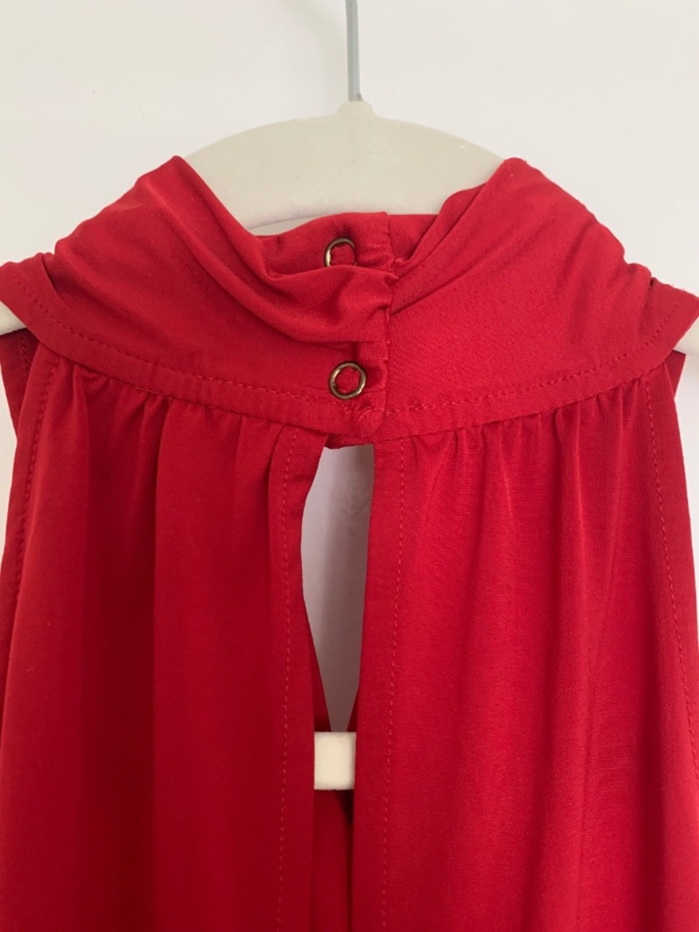 Red Halter Jumpsuit by GBY GUESS – Size S, Crisscross Back, Bold Retro Vibes - Picture 3 of 8